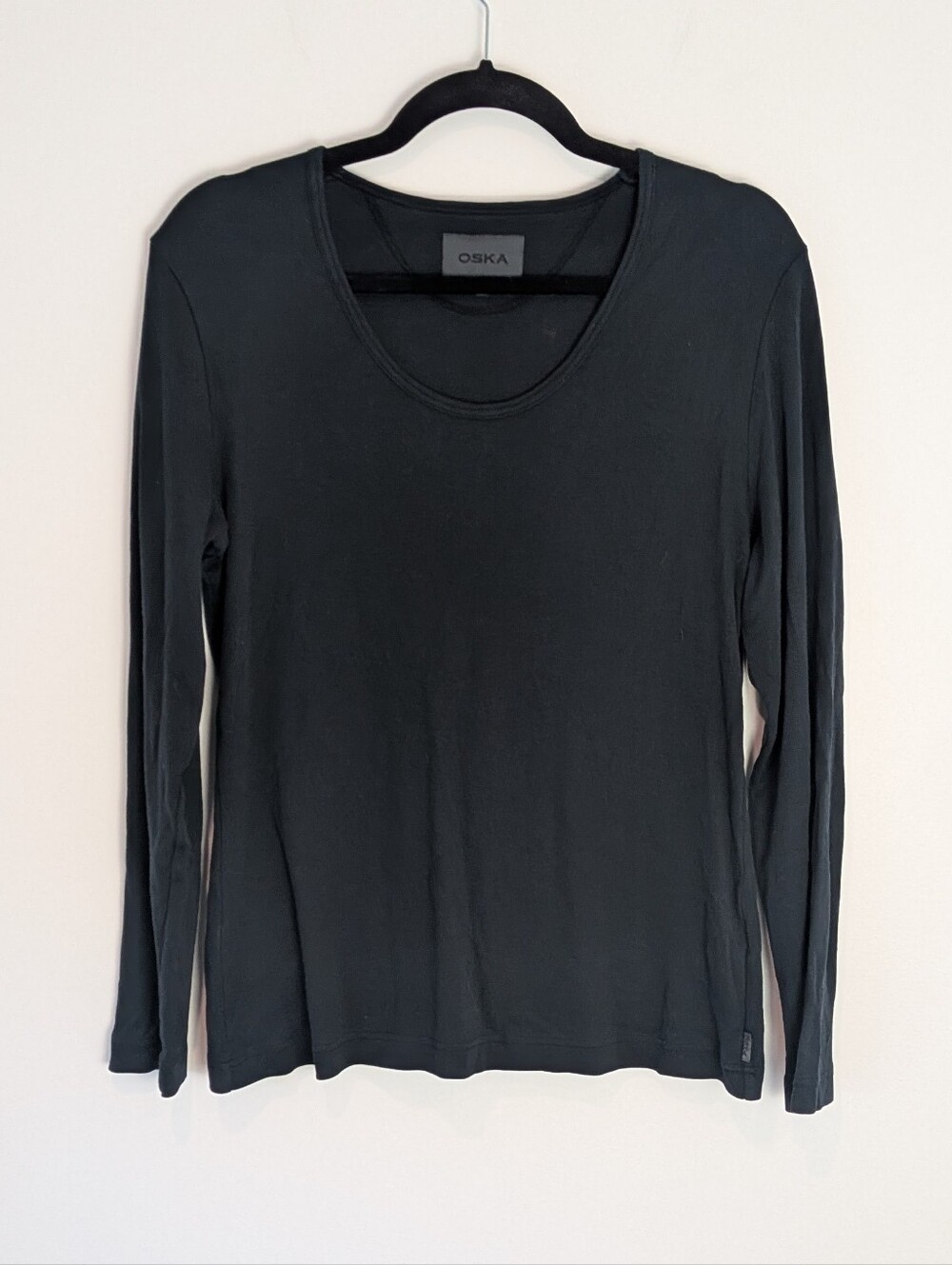 Oska 100% Cotton Long Sleeve Shirt Black Size 10-12/3 Elevated Basic Lagenlook